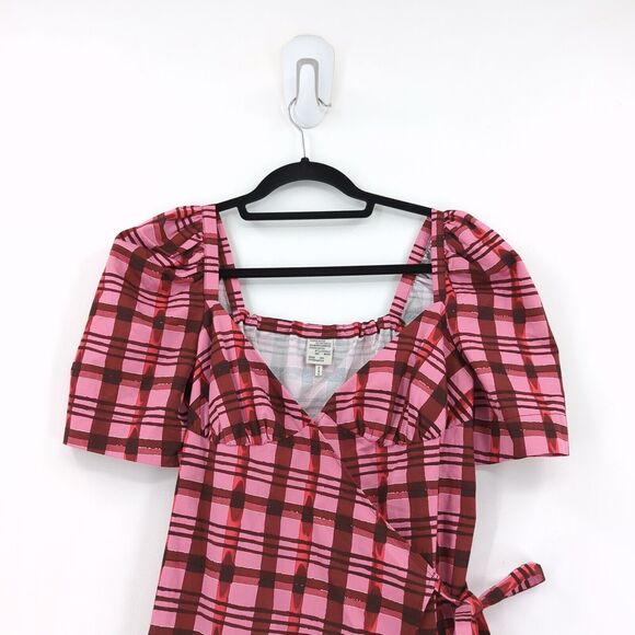 BAUM UND PFERDGARTEN Women 32 US 2 Arvia Dress Pink Plaid Mini Asymmetrical NEW - Picture 5 of 9
